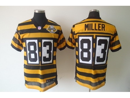 Nike Pittsburgh Steelers 83 Heath Miller Yellow Black Elite 80TH Throwback NFL Jersey