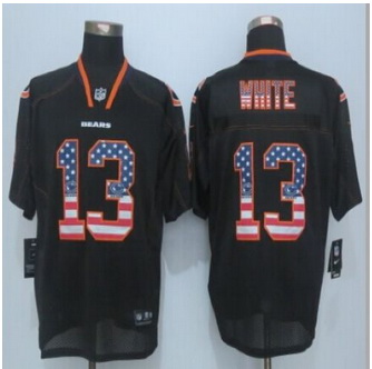 New Chicago Bears #13 Kevin White Black Men Stitched NFL Elite USA Flag Fashion Jersey