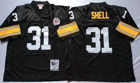 Steelers 31 Donnie Shell Black Throwback Jersey