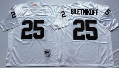 Raiders 25 Fred Biletnikoff White Throwback Jersey