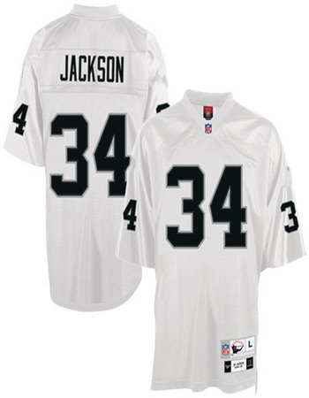 Oakland Raiders 34 B.Jackson throwback white Jersey