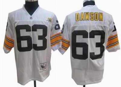 Pittsburgh Steelers 63 Dermonttt Dawson white 1982 throwback 60th patch jerseys