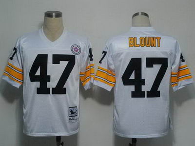 Pittsburgh Steelers 47 Blount White Throwback Jerseys