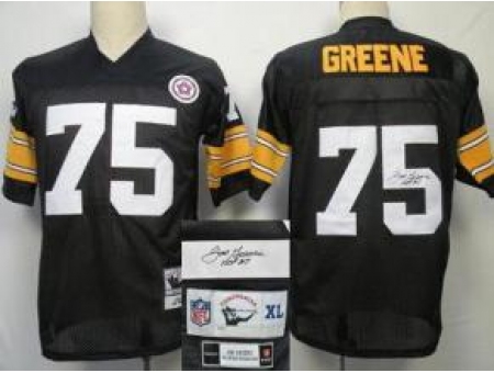 Pittsburgh Steelers 75 Joe Greene Black Throwback M&N Signed NFL Jerseys