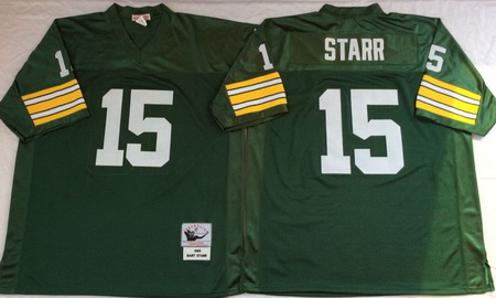 Packers 15 Bart Starr Green Throwback Jersey