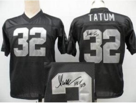 Oakland Raiders 32 Jack Tatum Black Throwback M&N Signed NFL Jerseys