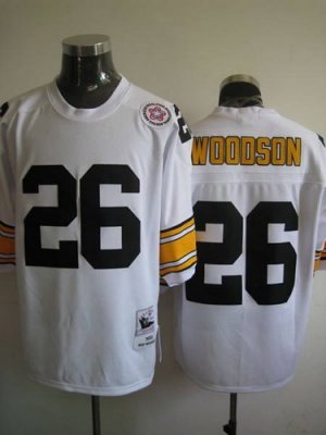 Pittsburgh Steelers 26 Rod Woodson white Mitchell And Ness Jersey