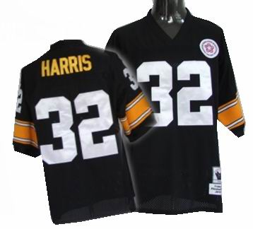 Pittsburgh Steelers 32 Franco Harris black mitchellandness throwback