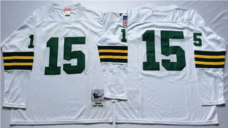 Mitchell&Ness 1969 Packers 15 Bart Starr White Throwback Stitched NFL Jersey