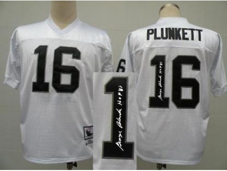 Oakland Raiders 16 Jim Plunkett White Throwback M&N Signed NFL Jerseys