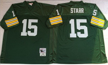 Mitchell&Ness 1969 Packers 15 Bart Starr Green Throwback Stitched NFL Jersey