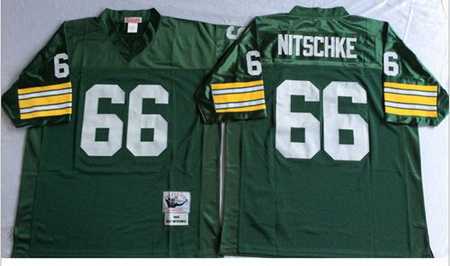 Mitchell&Ness 1966 Packers 66 Ray Nitschke Green Throwback Stitched NFL Jersey