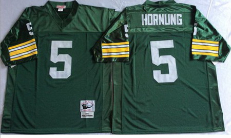 Mitchell&Ness 1966 Packers 5 Paul Hornung Green Throwback Stitched NFL Jersey