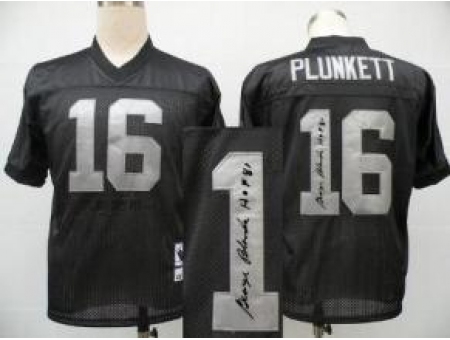 Oakland Raiders 16 Jim Plunkett Black Throwback M&N Signed NFL Jerseys