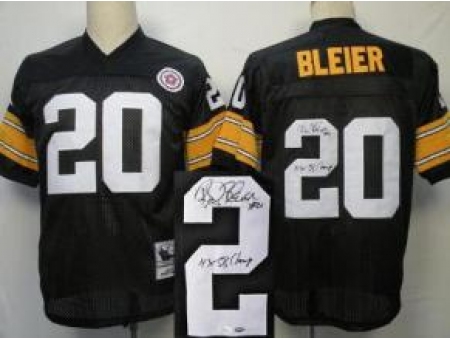 Pittsburgh Steelers 20 Bleier Black Throwback M&N Signed NFL Jerseys