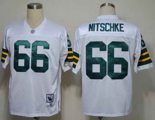 Green Bay Packers 66 Ray Nitschke White Short Sleeve Throwback NFL Jersey