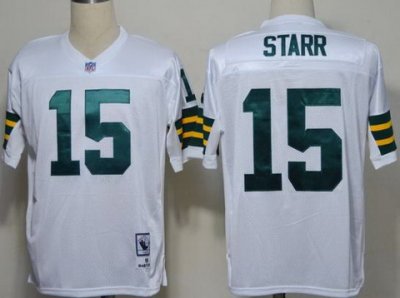 Green Bay Packers 15 Bart Starr White Throwback NFL Jerseys