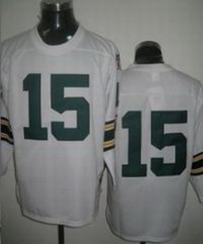 Green Bay Packers 15 Bart Starr White Jerseys Throwback