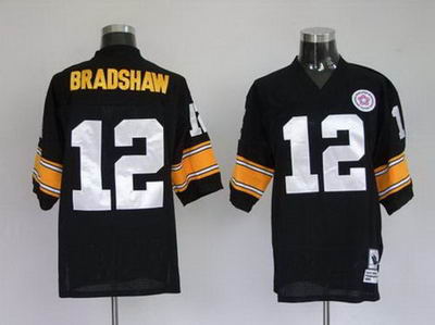 Pittsburgh Steelers 12 BRADSHAW black throwback jerseys