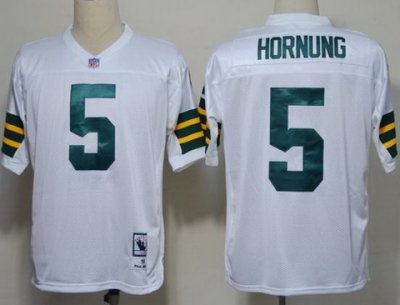 Green Bay Packers 5 Paul Hornung White Throwback NFL Jerseys