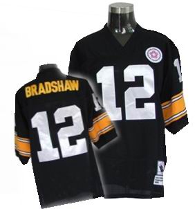 Pittsburgh Steelers 12 BRADSHAW black mitchellandness