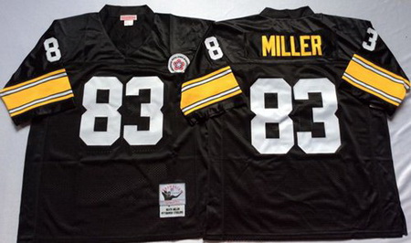 Mitchell&Ness Steelers 83 Heath Miller Black Throwback Stitched NFL Jersey