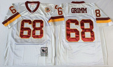 Mitchell&Ness Redskins 68 Russ Grimm White Throwback Stitched NFL Jersey