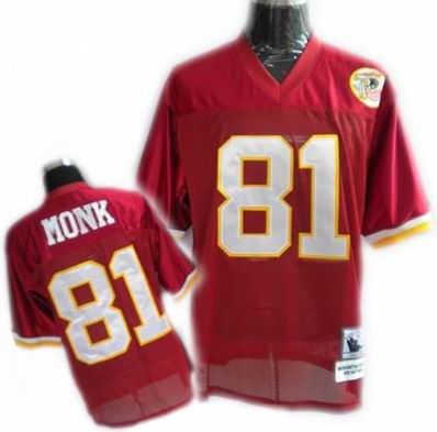 MitchellandNess Washington Redskins 81 MONK Authentic Throwback Jersey red