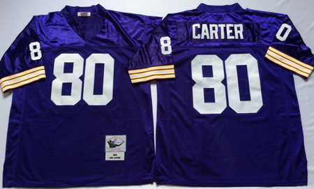 Vikings 80 Cris Carter Purple Throwback Jersey