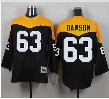 Mitchell And Ness 1967 Pittsburgh Steelers 63 Dermontti Dawson Black Yelllow Throwback Men 27s Stit