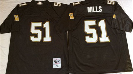 Mitchell&Ness Saints 51 Sam Mills Black Throwback Stitched NFL Jersey