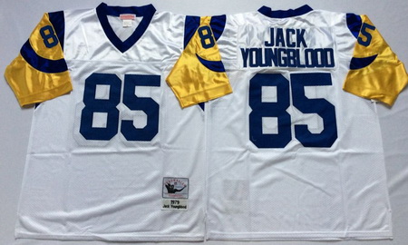 Rams 85 Jack Youngblood White Throwback Jersey