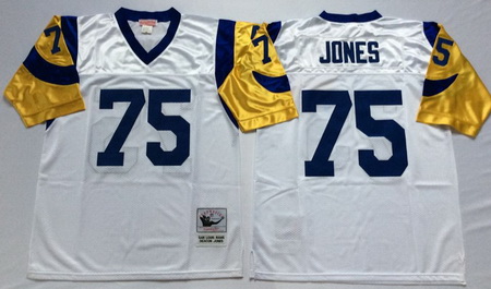 Rams 75 Deacon Jones White Throwback Jersey