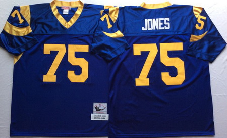 Rams 75 Deacon Jones Blue Throwback Jersey