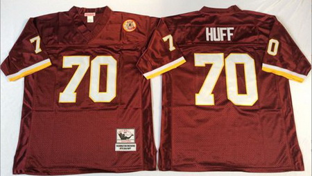 Mitchell&Ness Redskins 70 Sam Huff Red Throwback Stitched NFL Jersey