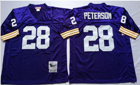 Mitchell&Ness Vikings 28 Adrian Peterson Purple Throwback Stitched NFL Jersey