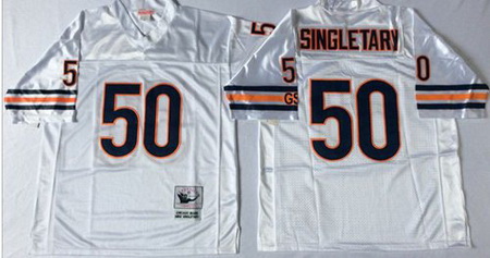 Mitchell&Ness Bears 50 Mike Singletary White Small No Throwback Stitched NFL Jersey