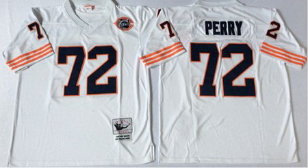 Mitchell&Ness Bears 72 William Perry White Big No Throwback Stitched NFL Jersey