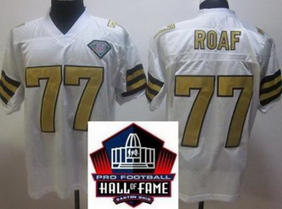 2012 Hall of Fame New Orleans Saints 77 Willie Roaf White Throwback Jerseys