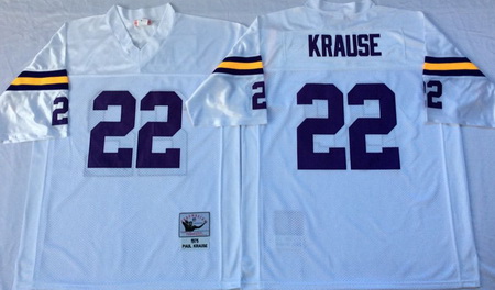 Vikings 22 Paul Krause White Throwback Jersey