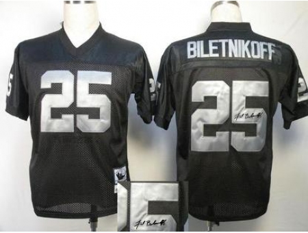 Oakland Raiders 25 Fred Biletnikoff Black Throwback M&N Signed NFL Jerseys