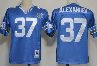 Seattle Seahawks 37 Shaun Alexander Blue Throwback NFL Jerseys