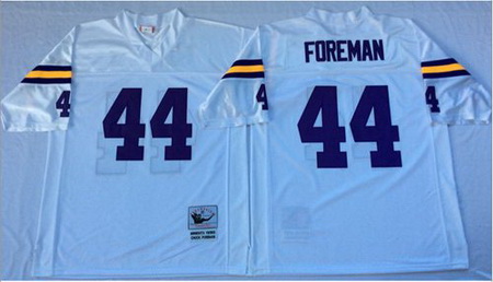 Mitchell&Ness Vikings 44 Chuck Foreman White Throwback Stitched NFL Jersey