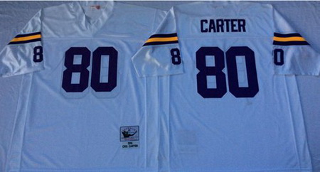 Mitchell&Ness Vikings 80 Cris Carter White Throwback Stitched NFL Jersey