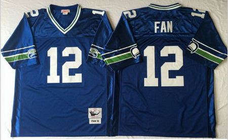 Mitchell&Ness Seahawks 12 Fan Blue Throwback Stitched NFL Jersey