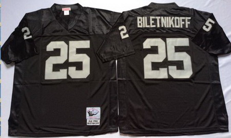 Mitchell&Ness Raiders 25 Fred Biletnikoff Black Throwback Stitched NFL Jersey