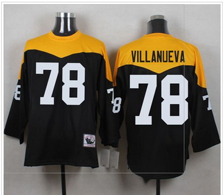 Mitchell&Ness 1967 Pittsburgh Steelers 78 Alejandro Villanueva Black Yelllow Throwback Mens Stitche