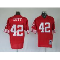 San Francisco 49ers 42 Ronnie Lott Red Throwback Jerseys