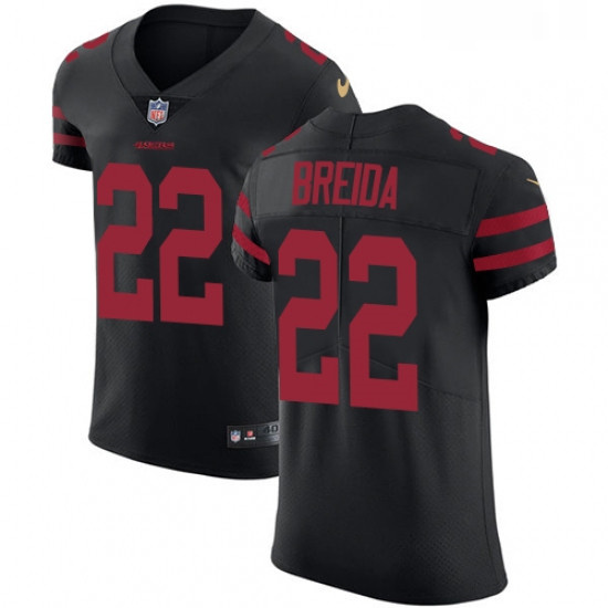 Mens Nike San Francisco 49ers 22 Matt Breida Black Alternate Vapor Untouchable Elite Player NFL Jers