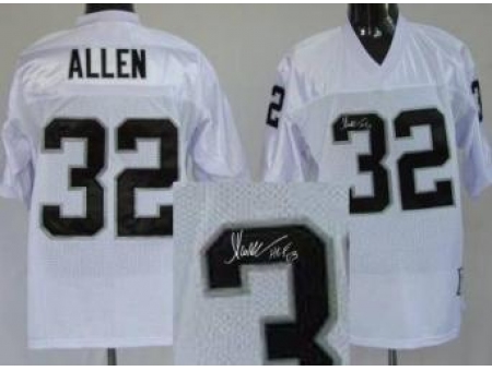 Oakland Raiders 32 Marcus Allen White Throwback M&N Signed NFL Jerseys